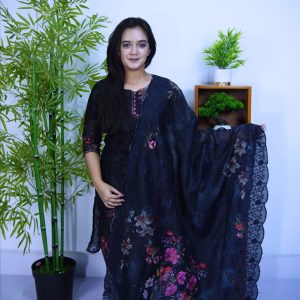 Georgette Four-Piece – Black Color   ( কালো )