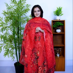 Georgette Four-Piece – Red Color  ( লাল )